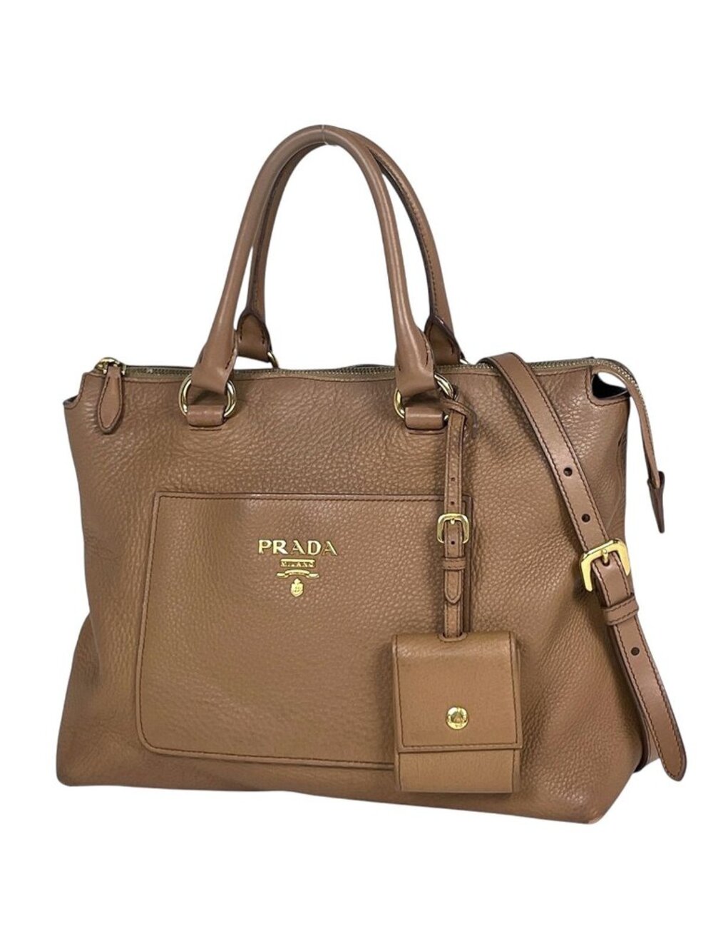 Prada Handbag 2-Way Leather Brown